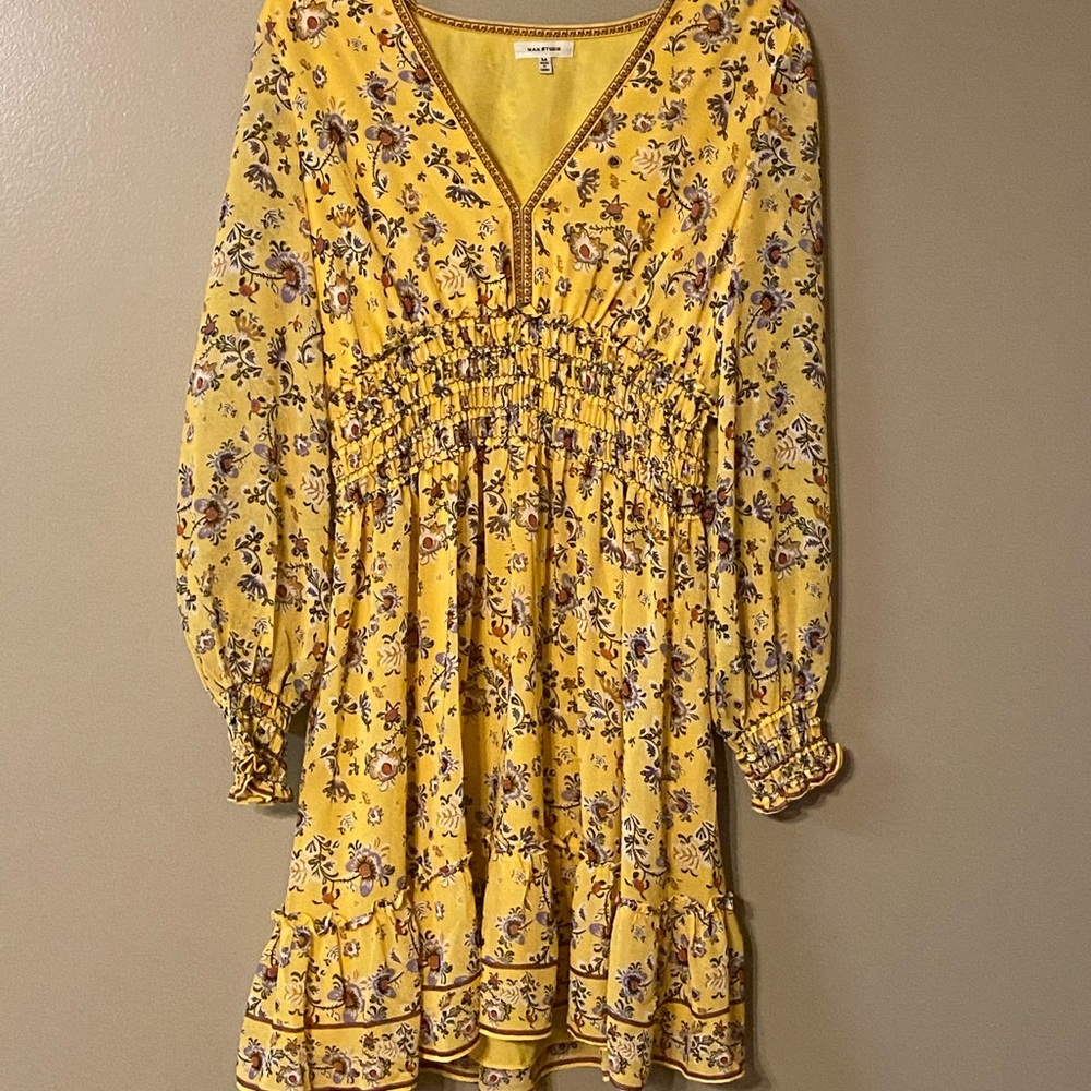 Max Studio yellow floral dress size M
